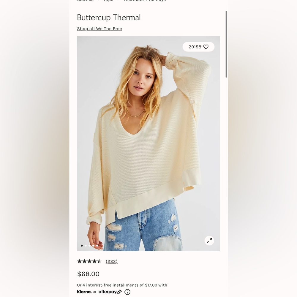 Free People buttercup thermal - waffle knit top